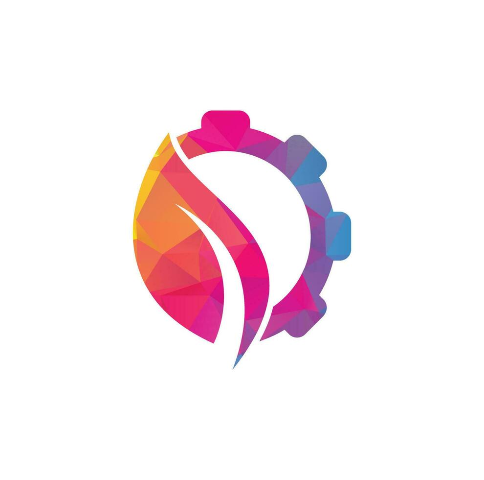 Gear leaf logo vector logo template. Gear and leaf logo combination. Mechanic and eco symbol or icon.