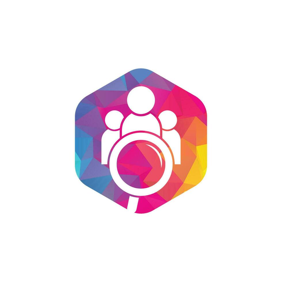 People finder logo. Magnifying glass logo. loupe and people logo design icon vector
