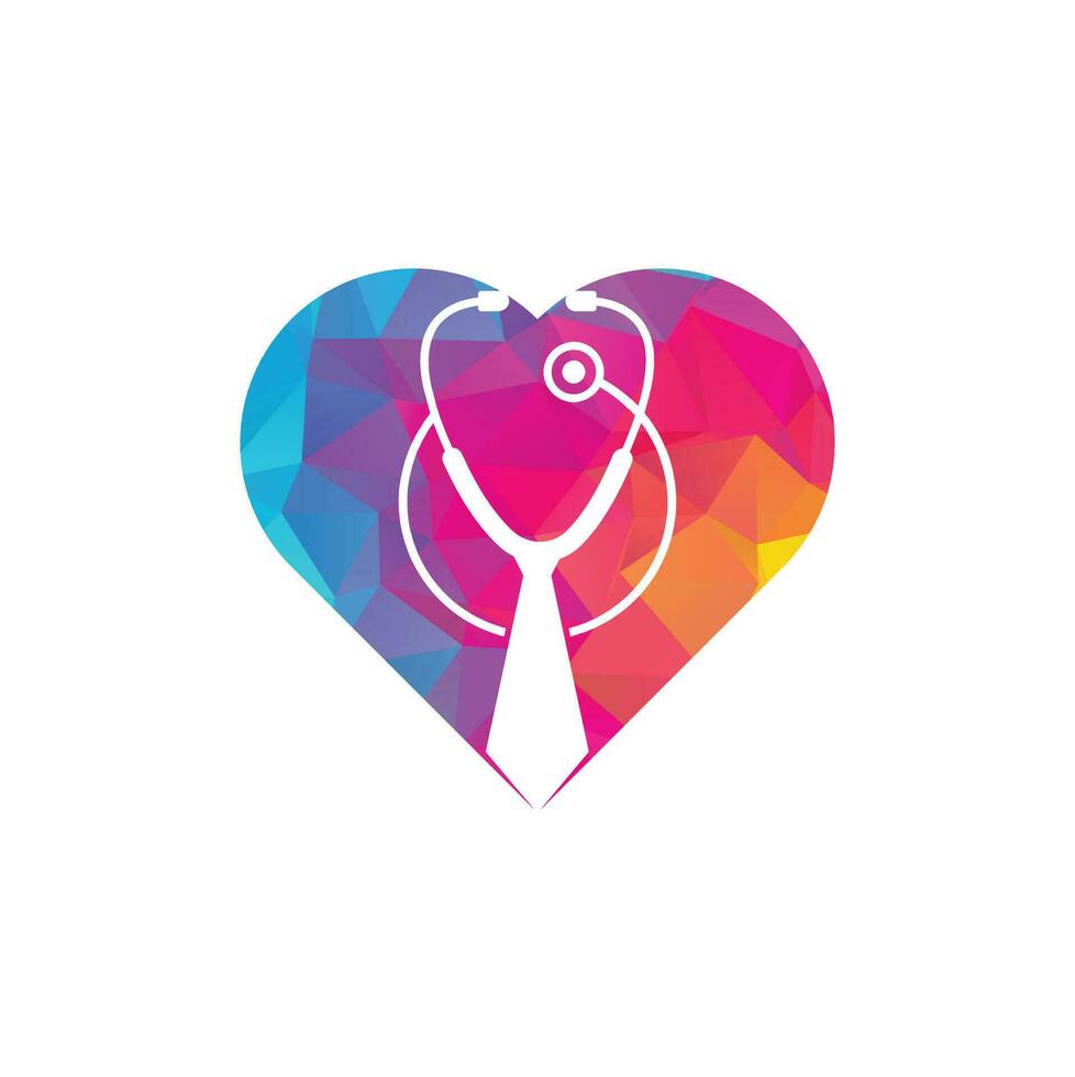 Medical job heart shape logo design template. Medical jobs logo inspiration with tie and stethoscope logo design. vector