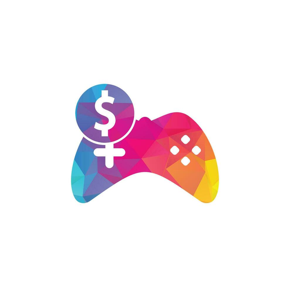 logotipo del juego de dinero. joystick juego de dinero en línea diseño de logotipo creativo vector