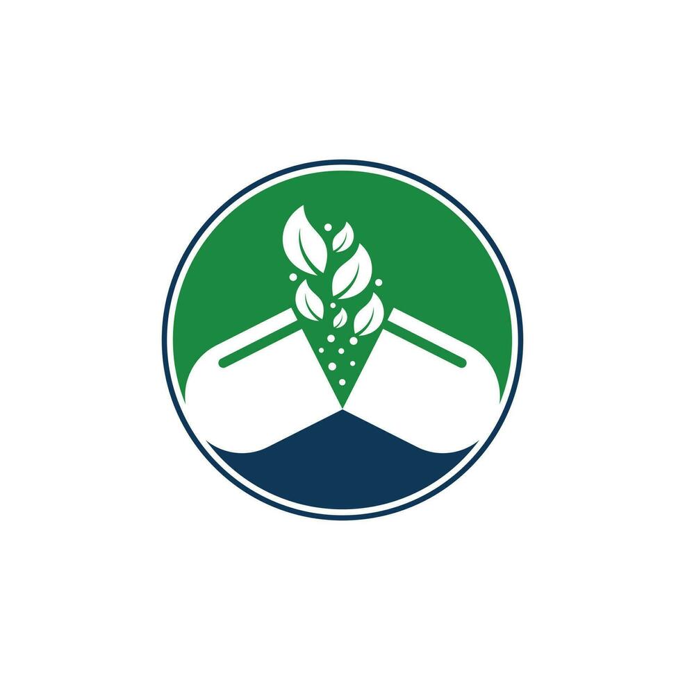 herbal capsule pill leaf medicine logo vector icon illustration Template. Capsule pharmacy medical logo template vector.
