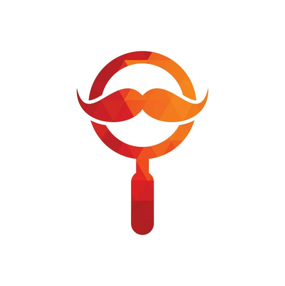 plantilla de diseño de logotipo de bigote de búsqueda. bigote y lupa para un diseño de logo de detective espía. vector