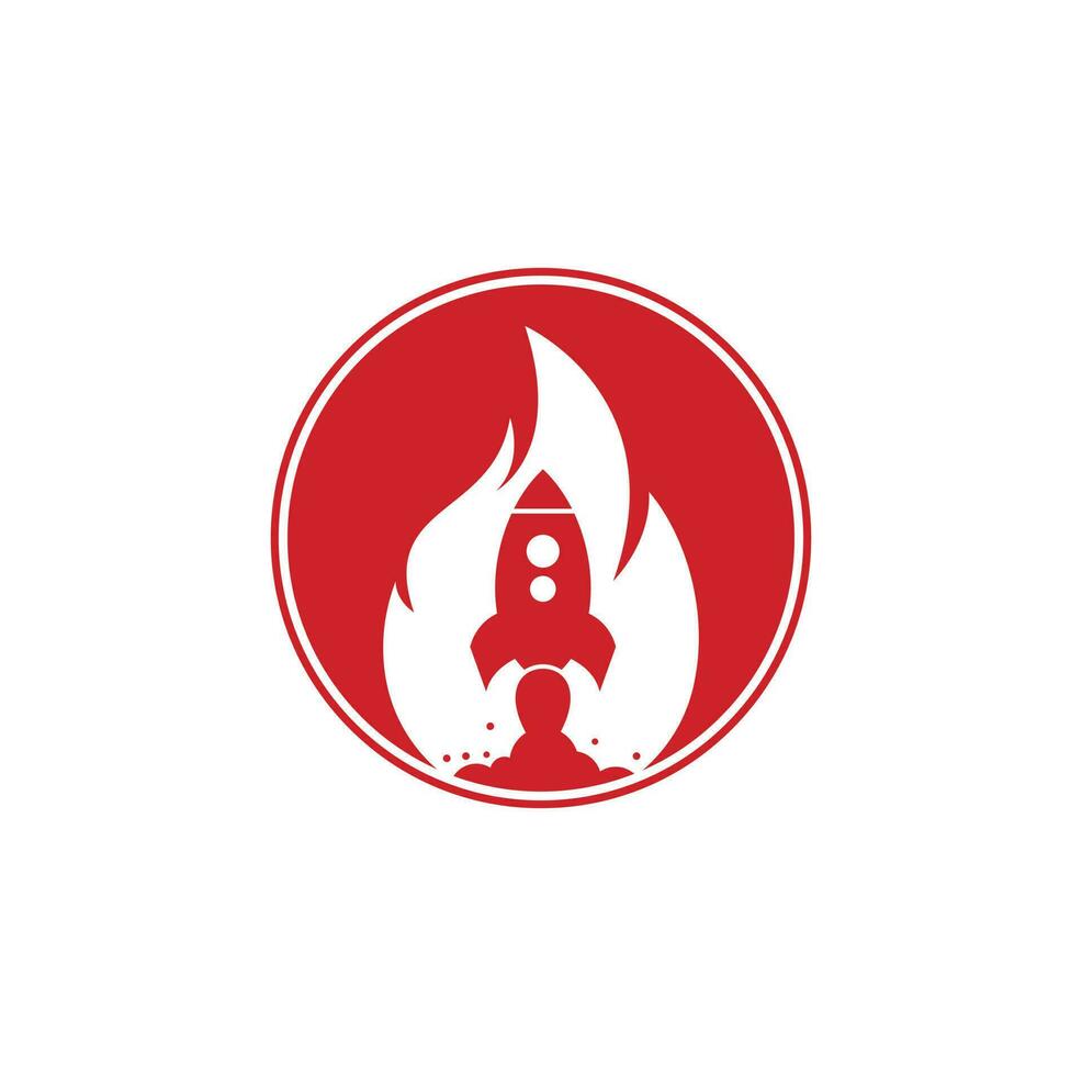 diseño del logotipo de fuego de cohetes. combinación de logo de fuego y cohete. símbolo o icono de llama y avión. vector