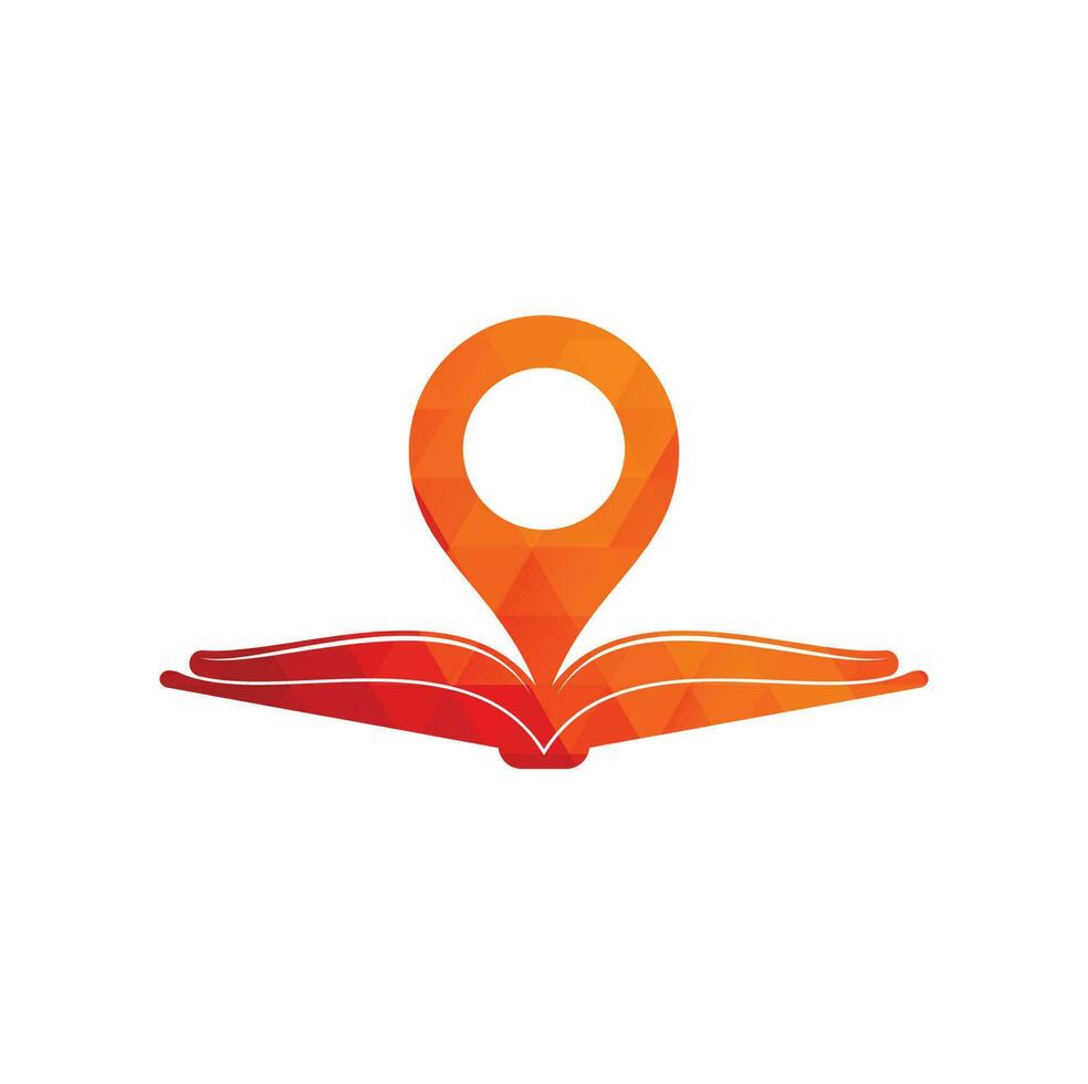 Book point logo design template. Education icon with pin combination. Concept of bookstore pointer symbol. vector
