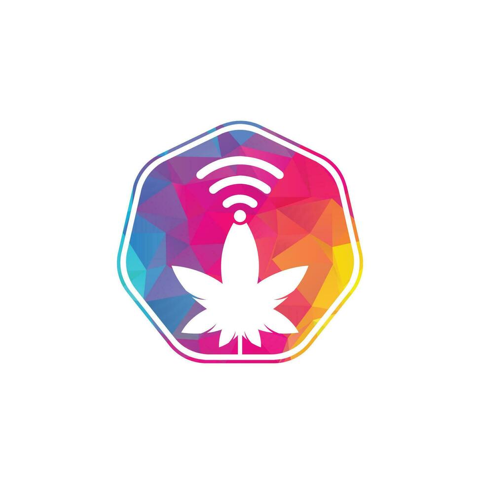 Cannabis wifi vector logo design. Hemp and signal symbol or icon.