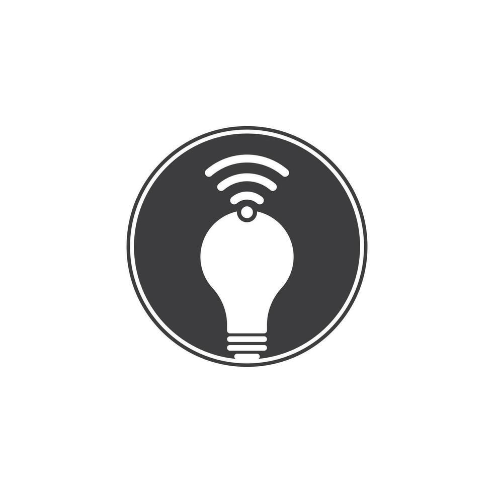 Wifi bulb logo vector design illustration. Lightbulb logo design combined with wifi symbol vector