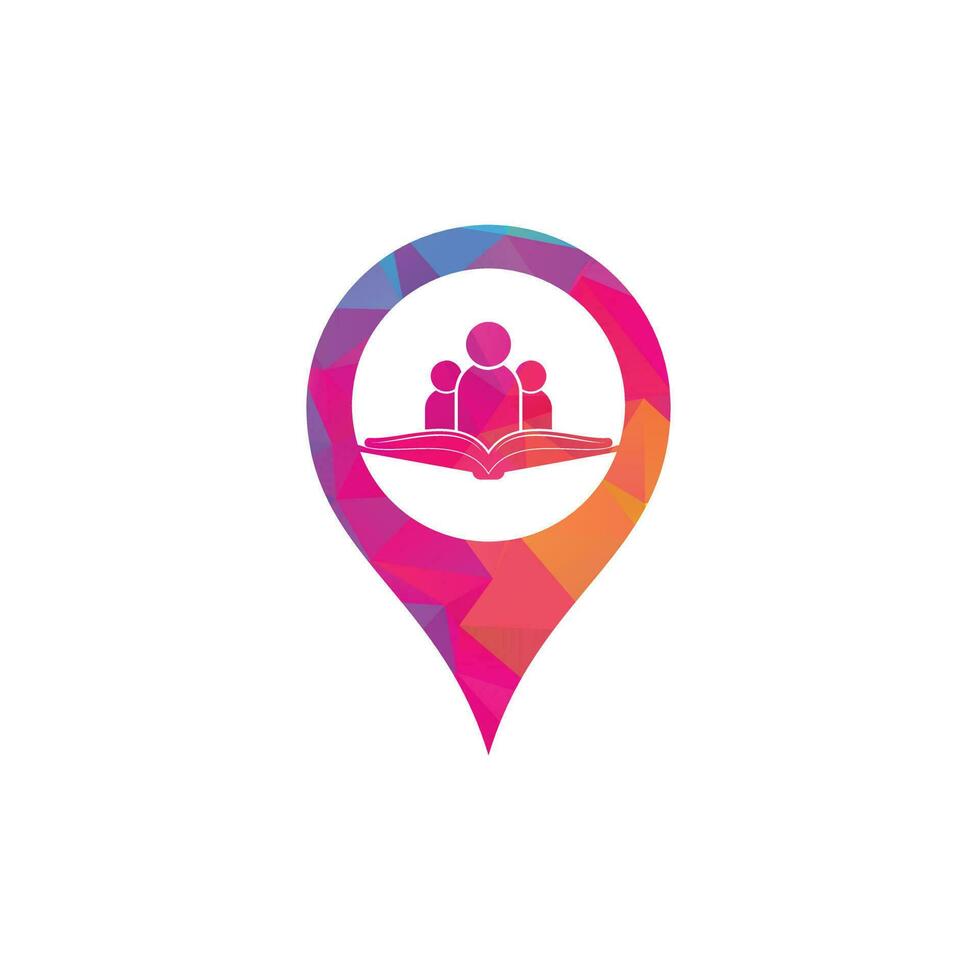 Book people gps shape concept logo. Education logo, people and book icon vector