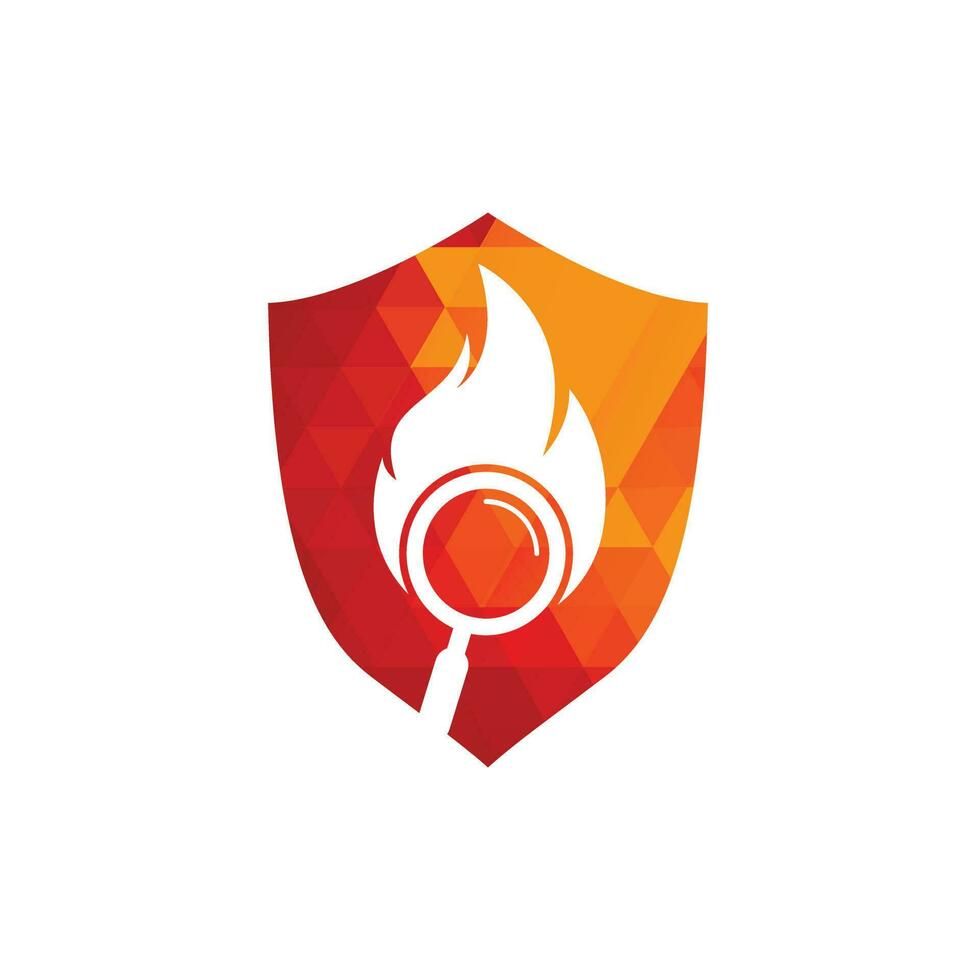 Fire Search Logo Template Design Vector. Find Fire logo design template. Fire and magnifying glass icon vector