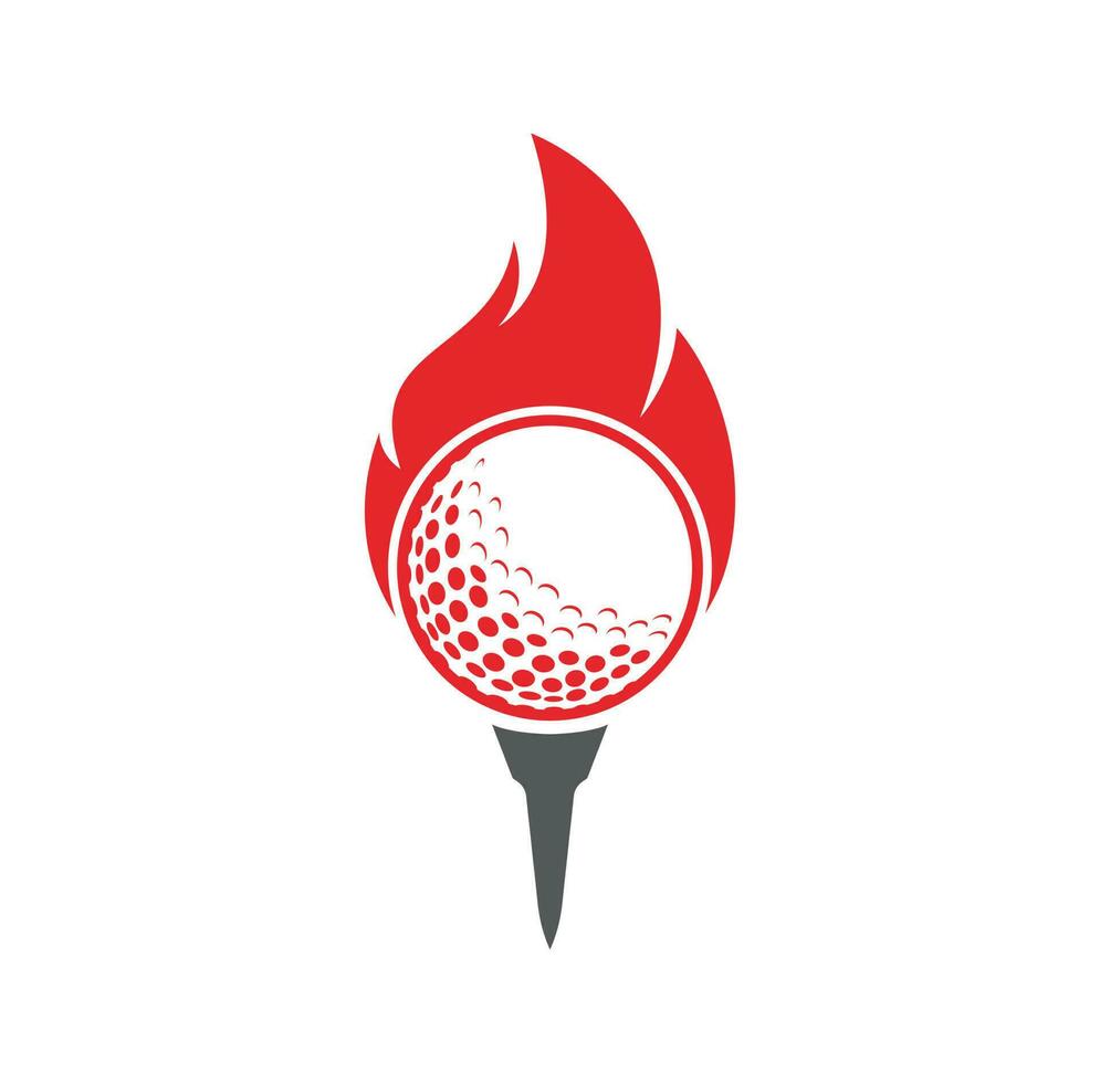 vector de diseño de plantilla de logotipo de fuego de golf. icono de diseño de logotipo de pelota de fuego y golf.