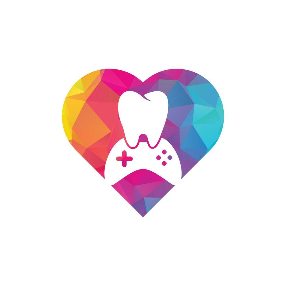 Dental Game heart shape concept Logo Icon Design. Tooth And Console vector logo design.