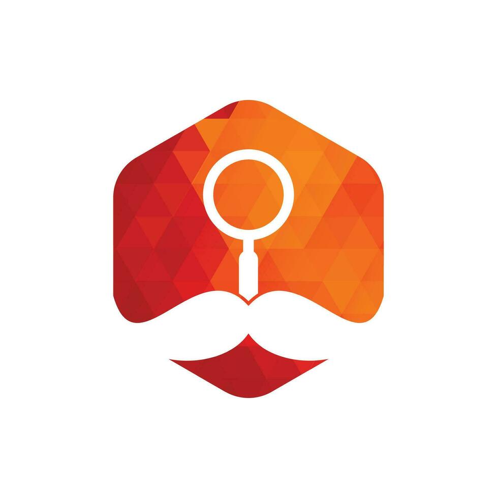 Search mustache logo design template. Moustache and loupe for a detective spy logo design. vector