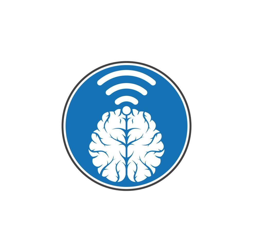 Brain and wifi logo design sign. Education, technology and business background. Wi-fi brain logo icon. vector