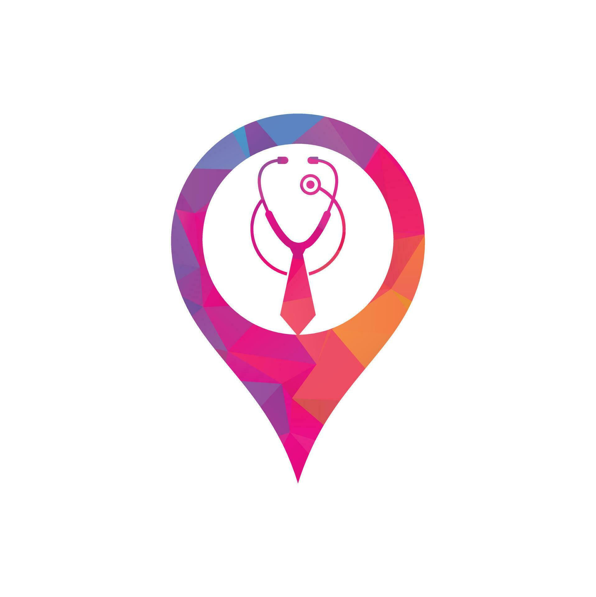 Medical job map pin shape logo design template. Medical jobs logo