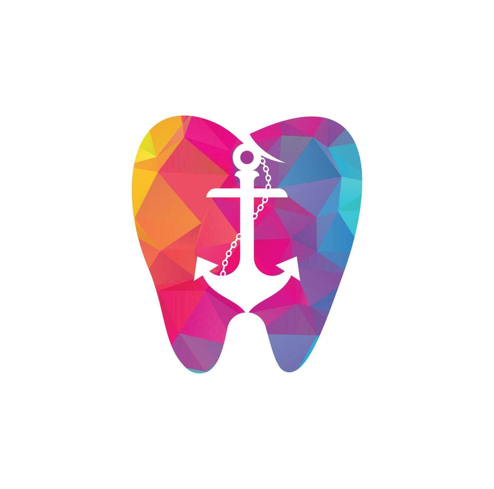 plantilla de diseño de icono de logotipo de dentista de diente de anclaje. inspiración de plantilla de diseño de logotipo dental ancla vector