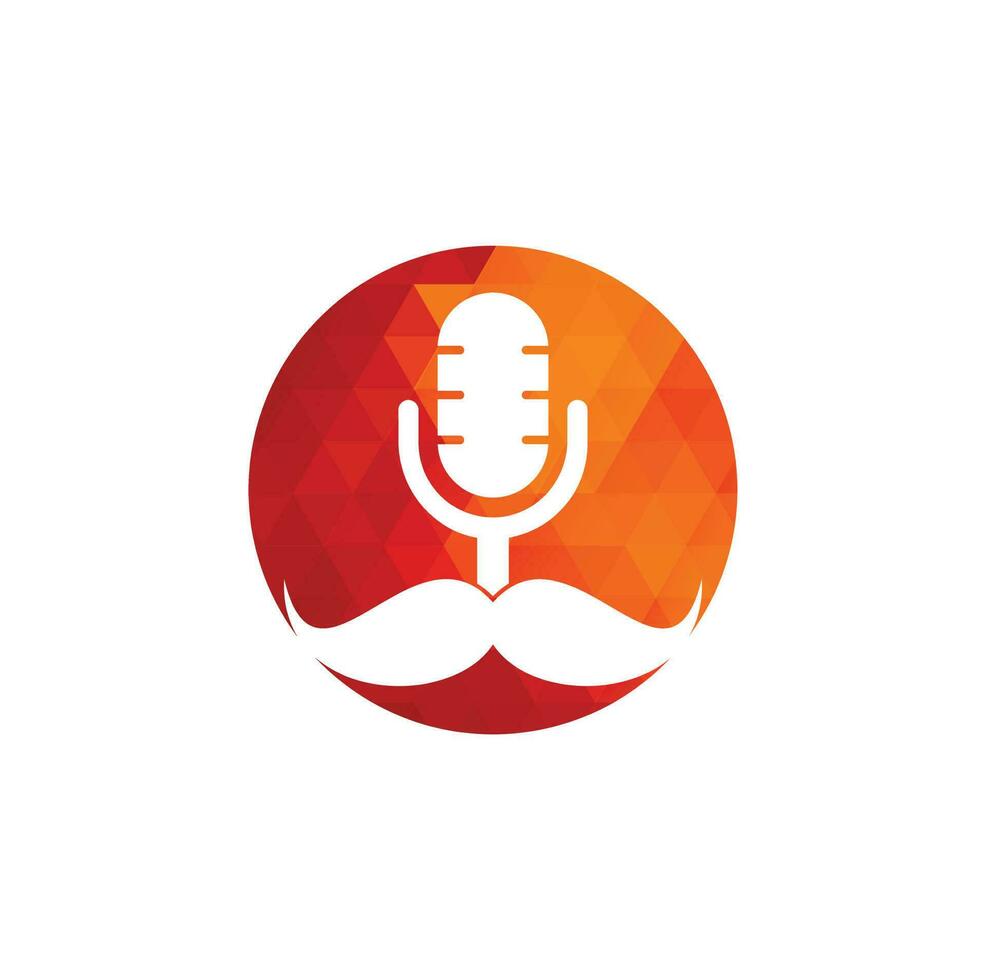 Gentleman podcast logo design template. Mustache podcast icon. vector