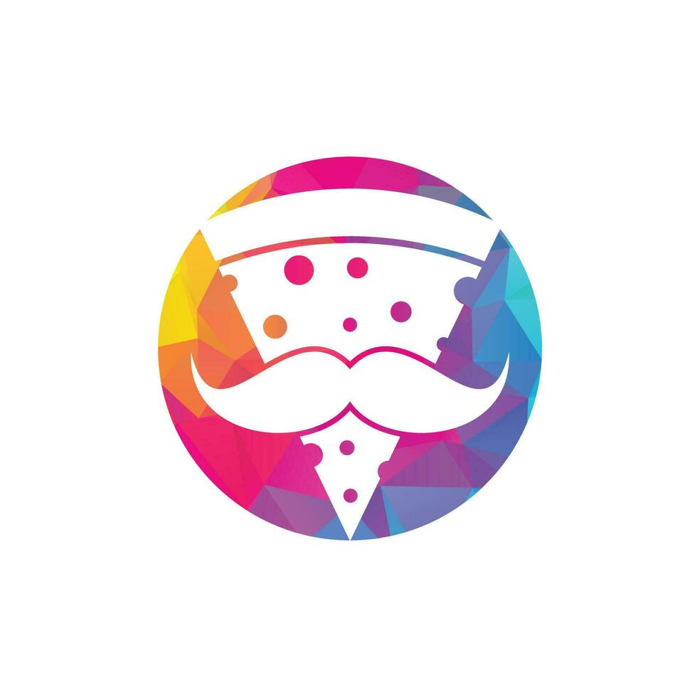 Pizza mustache logo design template. Mr Pizza logo design concept vector icon.