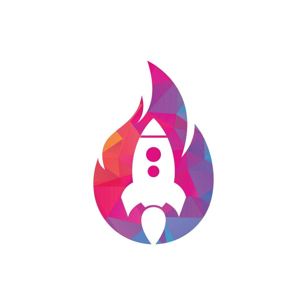 diseño del logotipo de fuego de cohetes. combinación de logo de fuego y cohete. símbolo o icono de llama y avión. vector