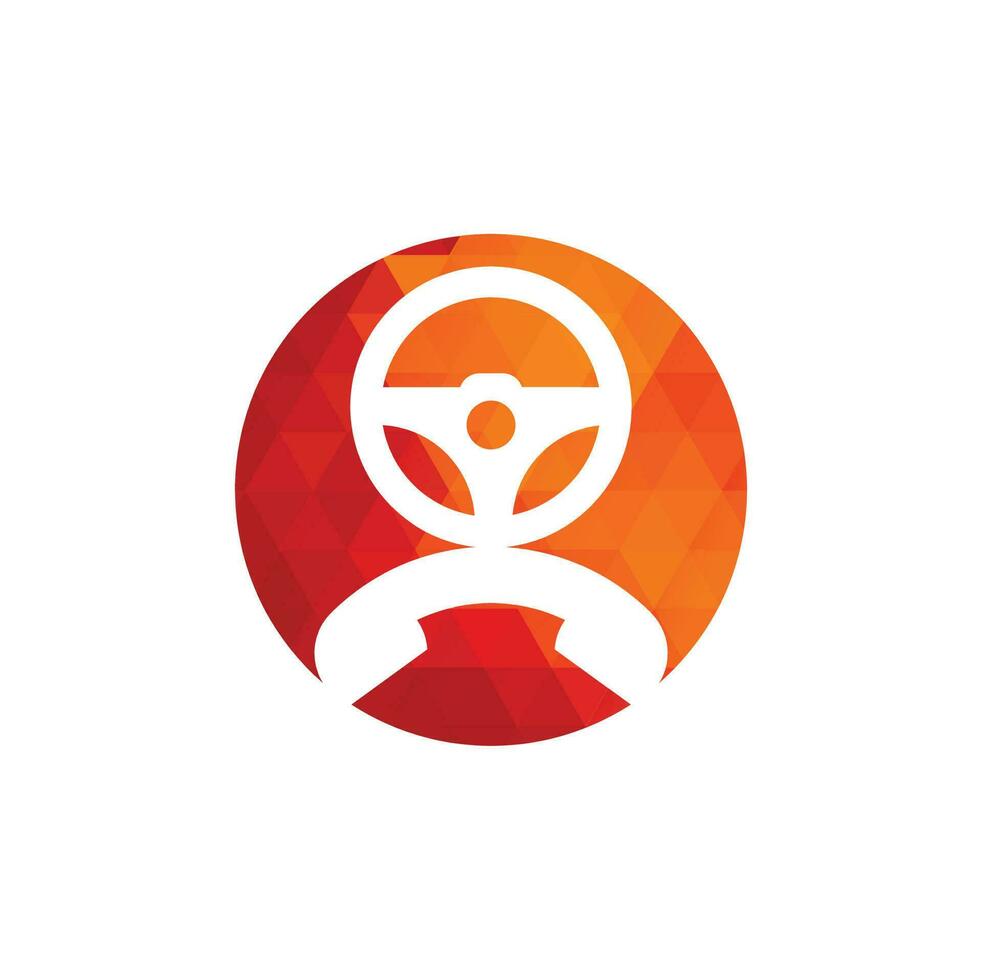 Drive call vector logo design. Steering wheel and phone symbol or icon.