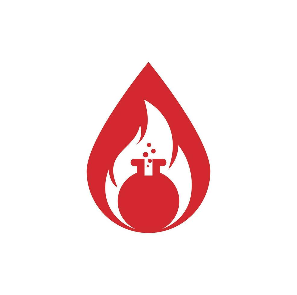 Fire Lab drop shape concept logo design template. Lab and fire logo combination. vector