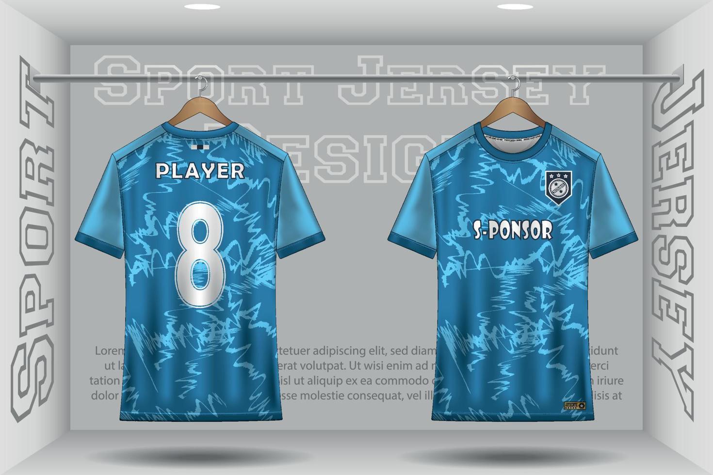 Soccer jersey mockup football jersey design in the studio sublimation for sport t shirt design collection for racing, cycling, gaming, motocross vector