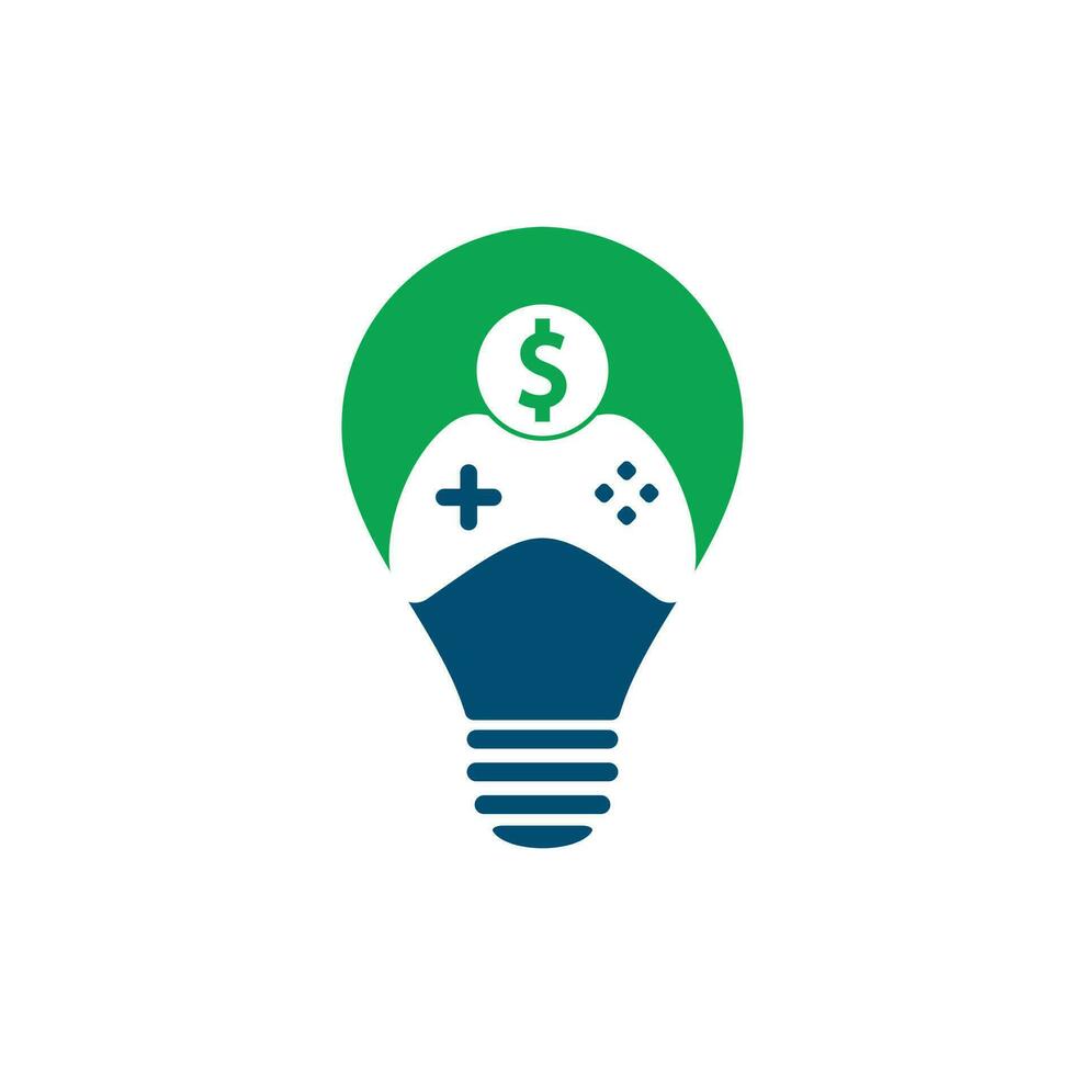 Money Game bulb shape concept Logo. joystick money game online Creative logo design vector