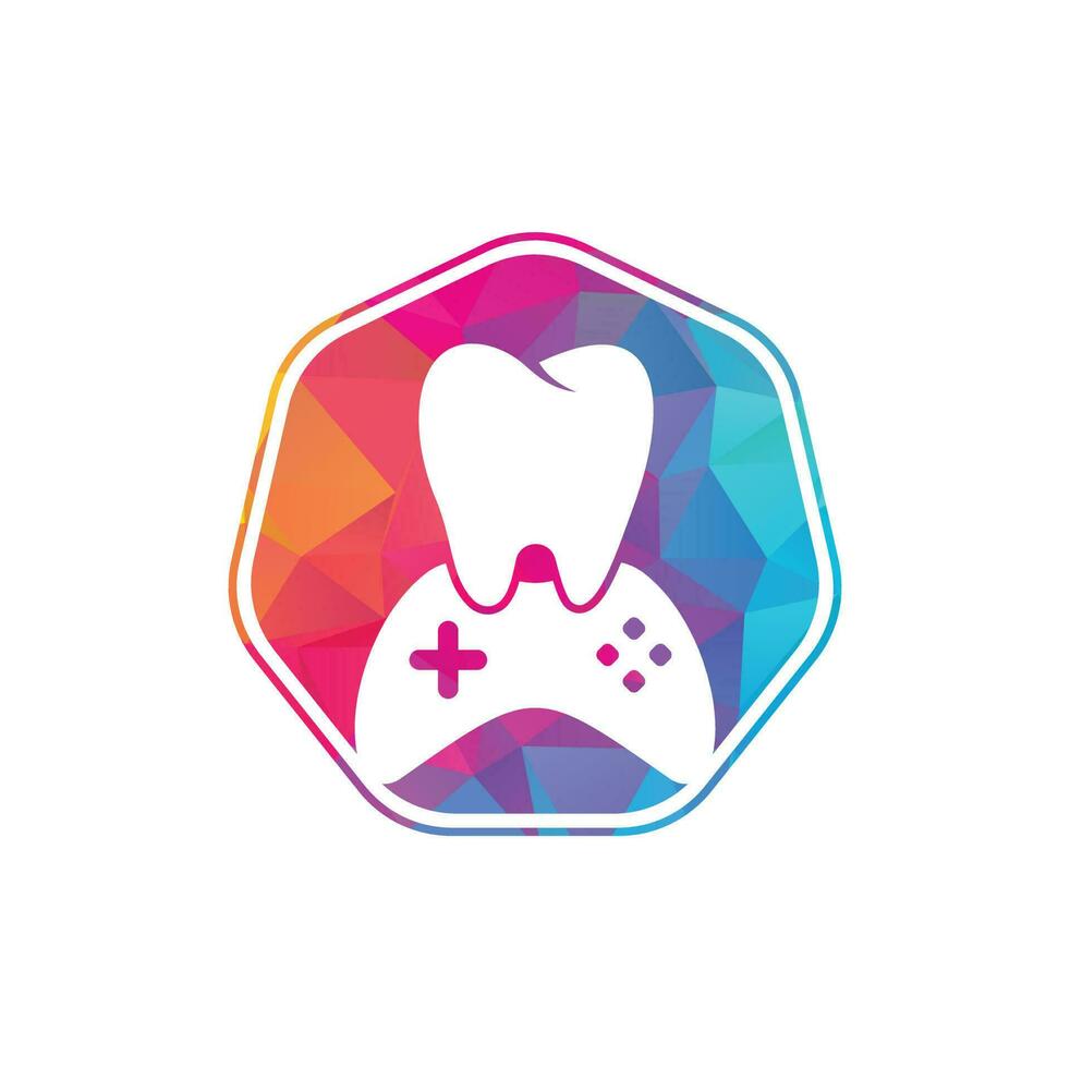 diseño del icono del logotipo del juego dental. diseño de logotipo vectorial de diente y consola. vector