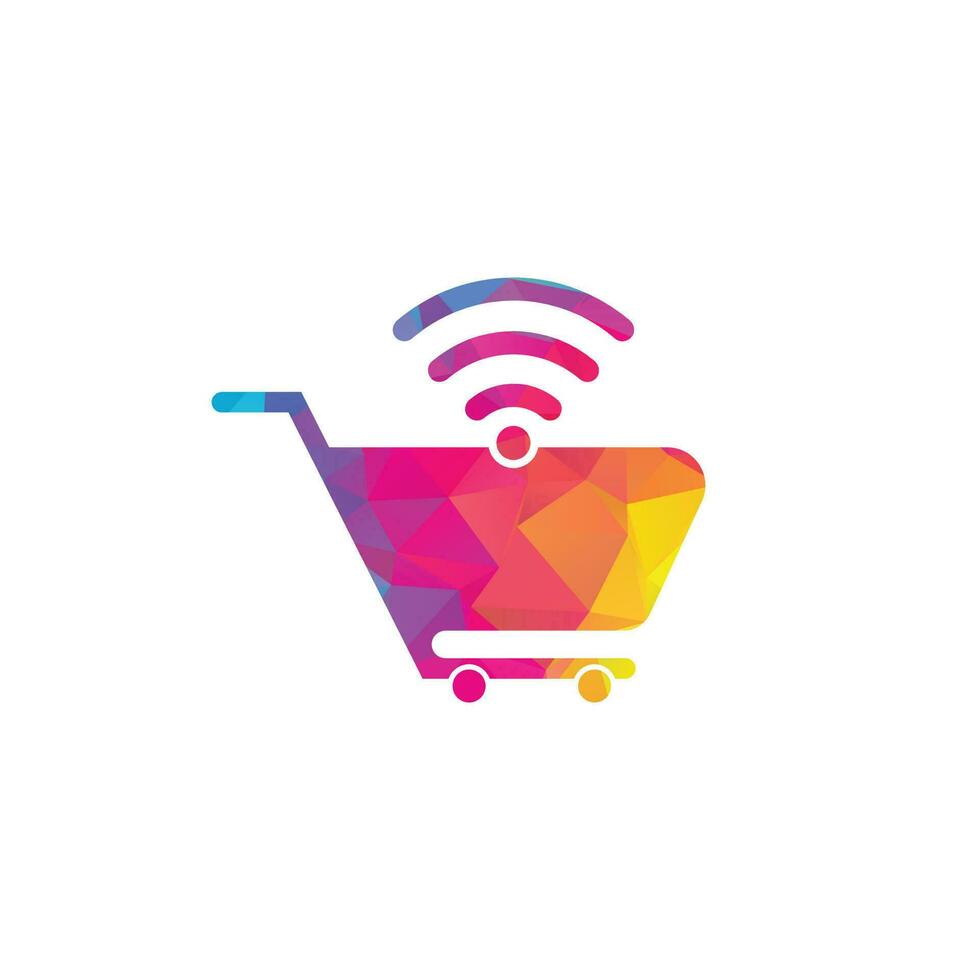 Wifi and cart logo design. Online Shop Logo designs Template. Shopping cart and wifi icon combination logo design concept vector