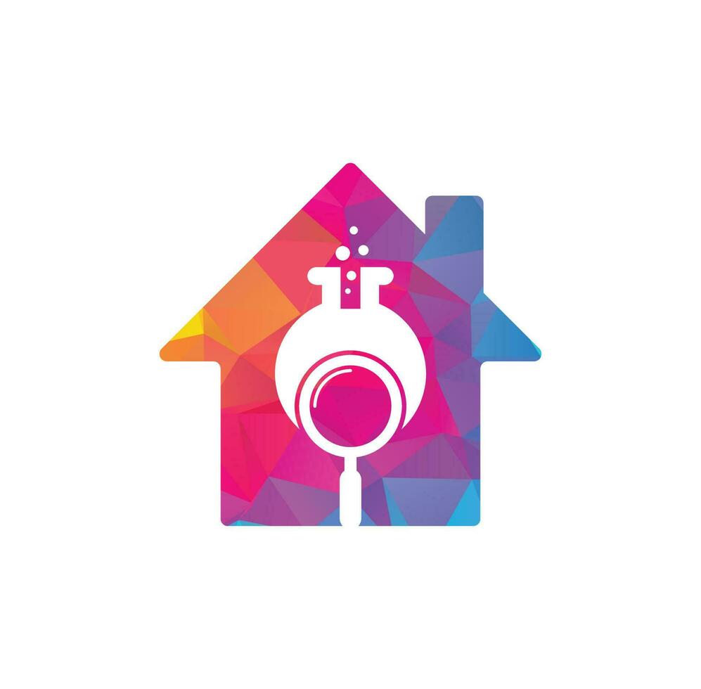 Search lab home shape concept logo design. find lab logo design vector template. Lab Find Logo Icon Design.