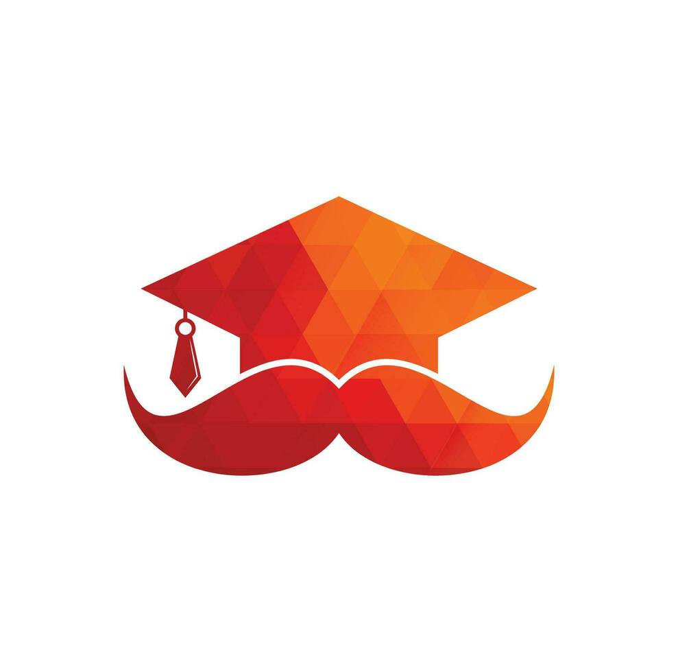 Strong education logo design template. Hat graduation with mustache icon design. vector