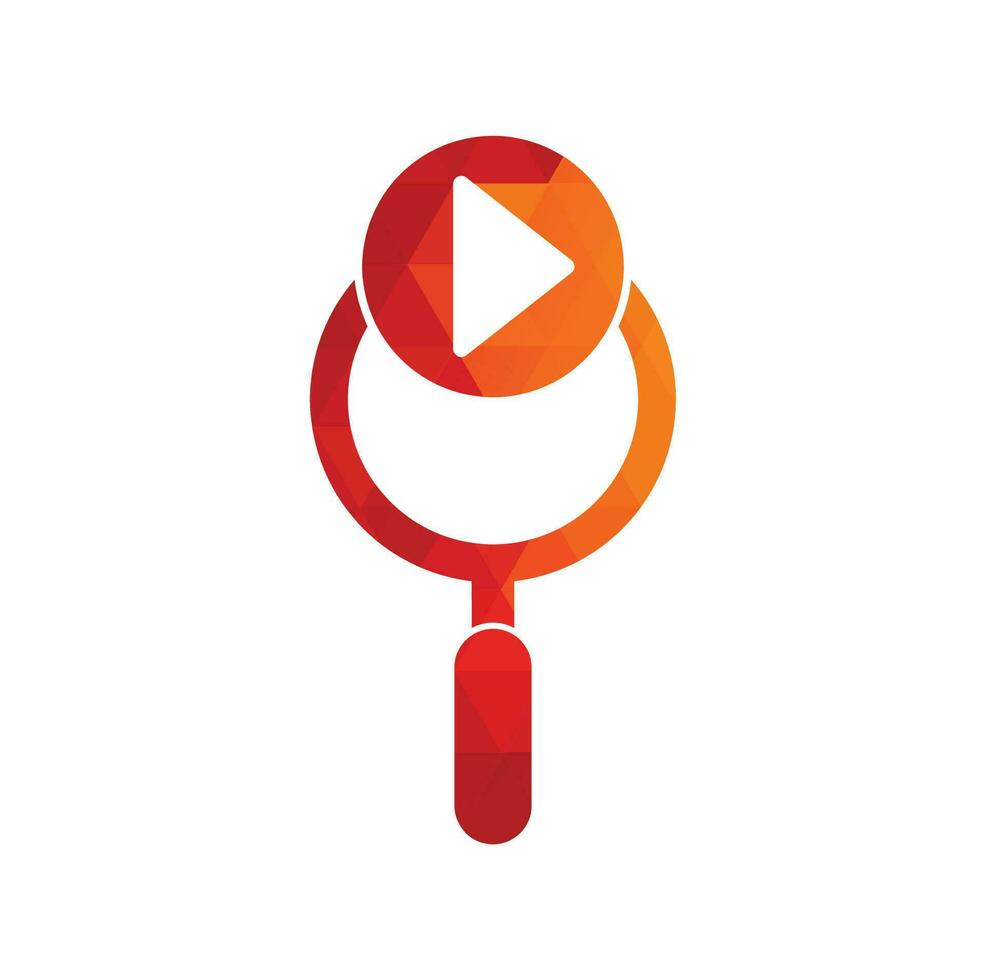 Media search play logo template. Magnifier with play symbol for search music logo design vector. play search button logo vector icon