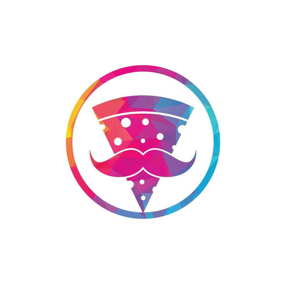 Pizza mustache logo design template. Mr Pizza logo design concept vector icon.
