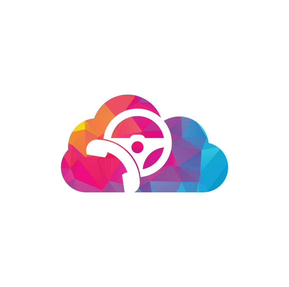 diseño de logotipo vectorial de concepto de forma de nube de llamada de unidad. volante y símbolo o icono de teléfono. vector