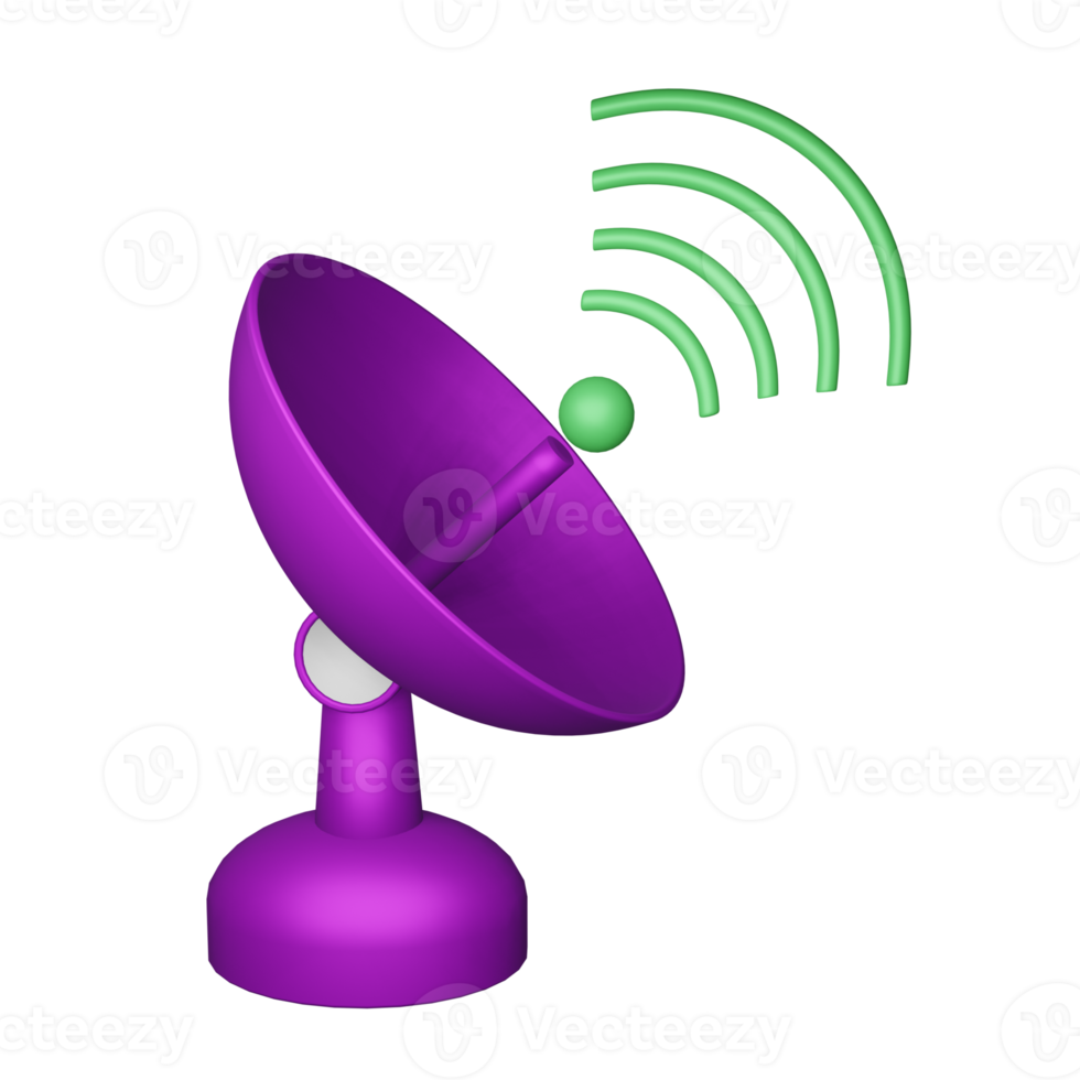 3d satellite icon purple, perfect for adding elements to your design png