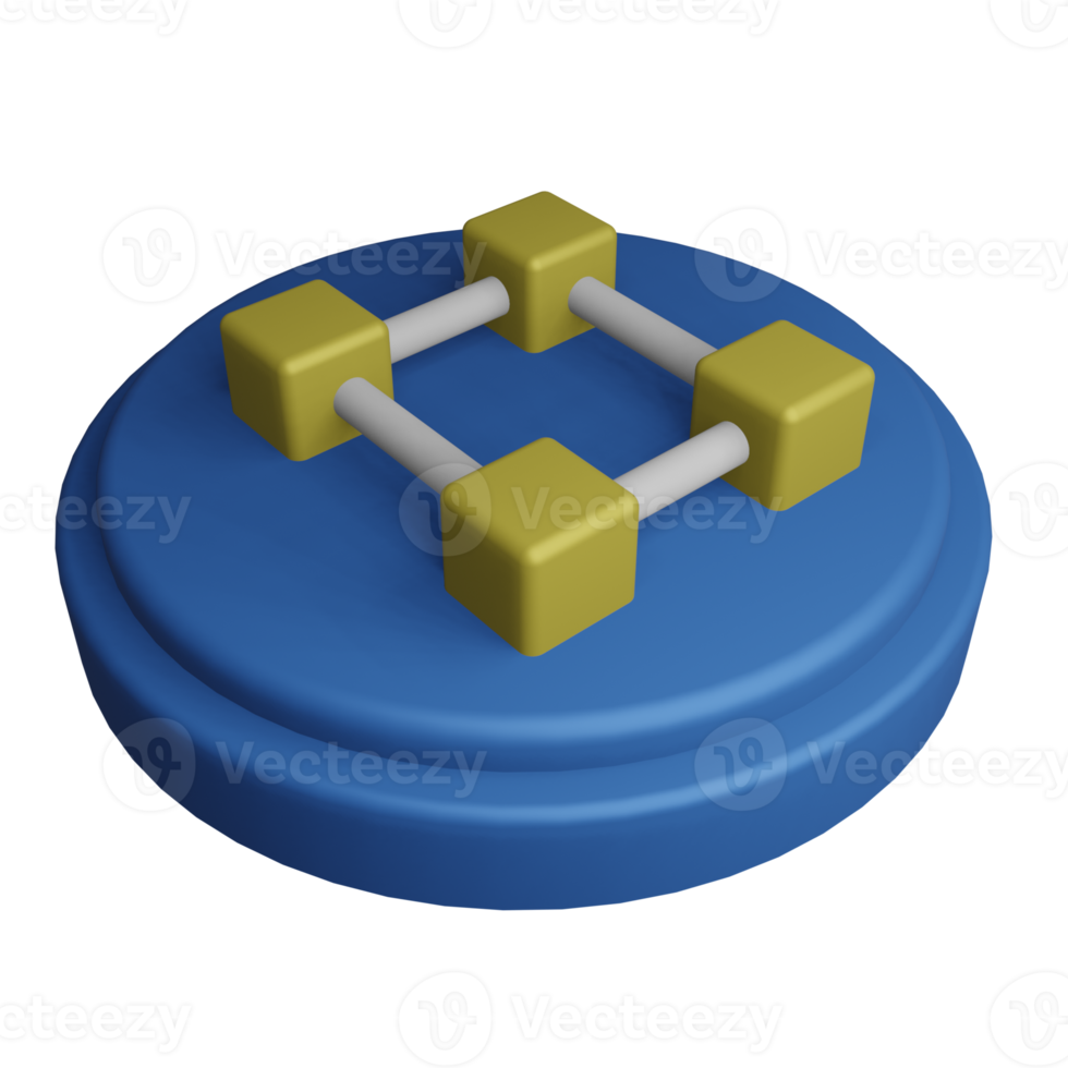 Blockchain 3d icon, perfect to use as an additional element in your design use png