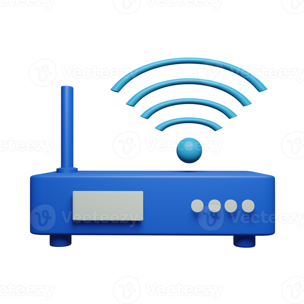 3d router ikon är blå, perfekt för tillsats element till din design png