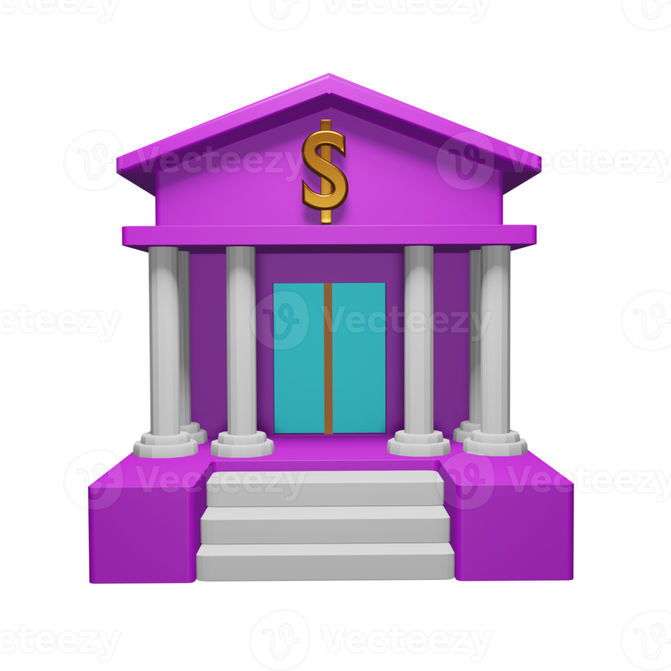 Bank 3D Purple Icon, Suitable to be used as an additional element in your design use png