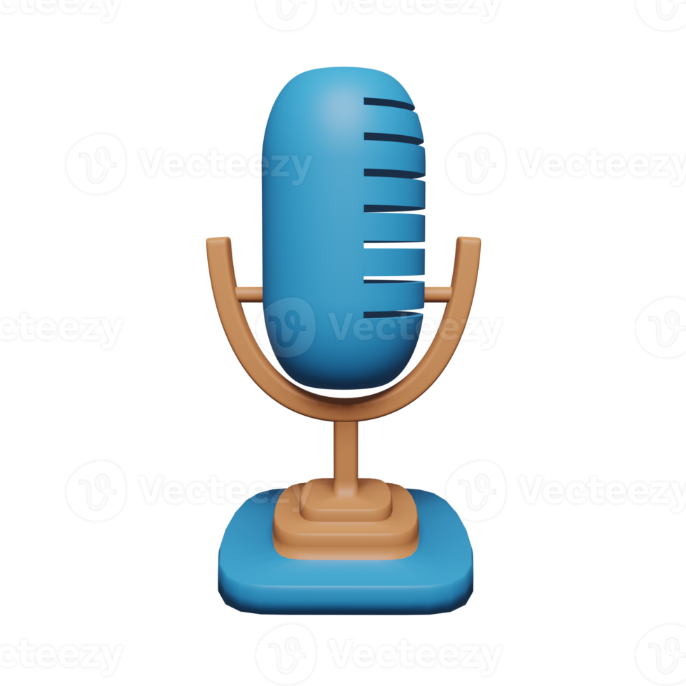 Microphone 3D Icon blue, suitable to be used as an addition to your design png