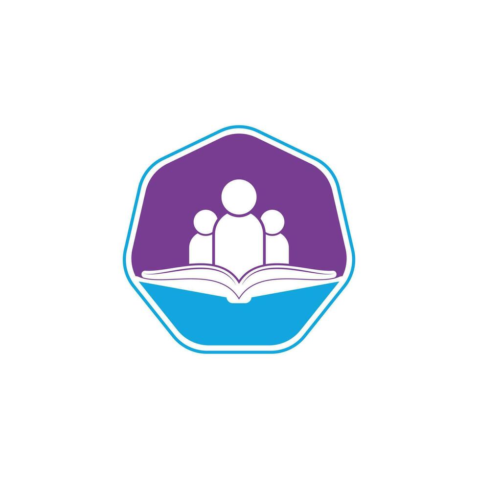 Book and people logo concept. Education logo, people and book icon. vector