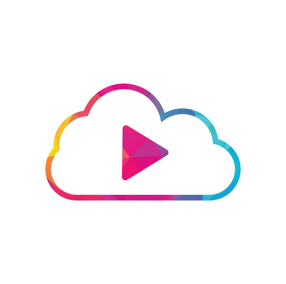 Video Cloud Logo Design Template. Cloud Play Multimedia Logo Template. vector