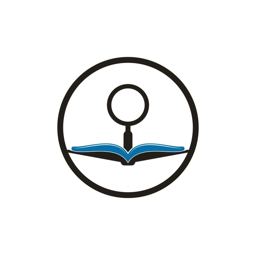 vector de diseño de plantilla de logotipo de búsqueda de libros. encuentre la plantilla de diseño del logotipo del libro. icono de libro con combinación de lupa