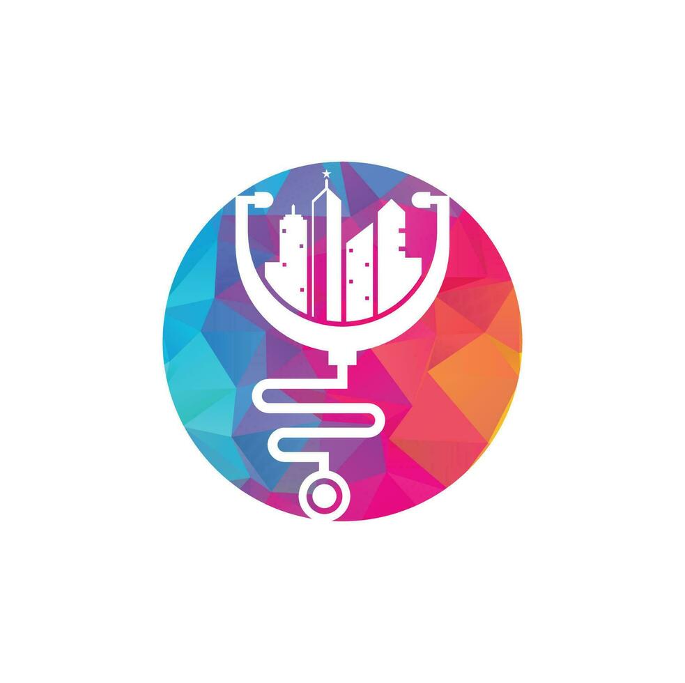Medical city vector logo template. stethoscope and city vector. City medicine logo