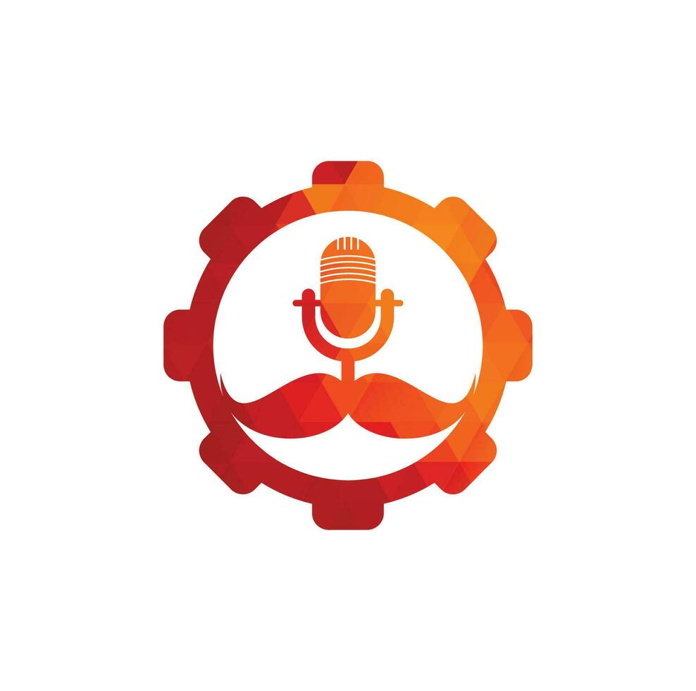 Strong podcast vector logo design template. Gentleman podcast logo design template. Mustache podcast icon.