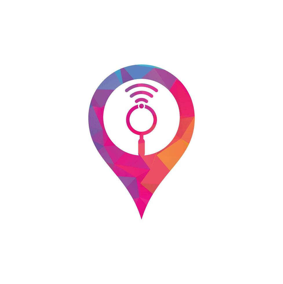 Search wifi gps shape concept logo vector. Wifi finder vector logo template icon