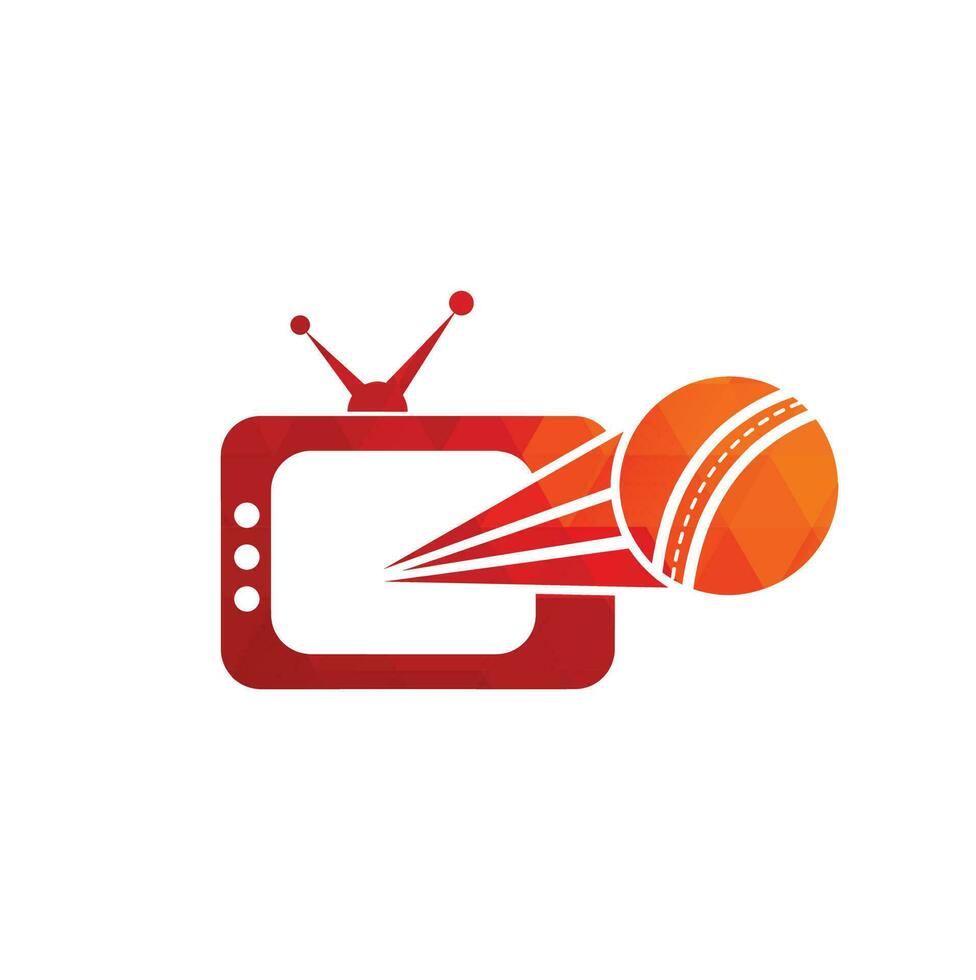 Cricket ball and tv logo design. Cricket tv symbol logo design template illustration. vector
