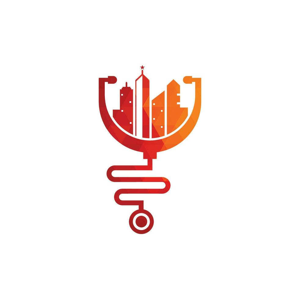 Medical city vector logo template. stethoscope and city vector. City medicine logo