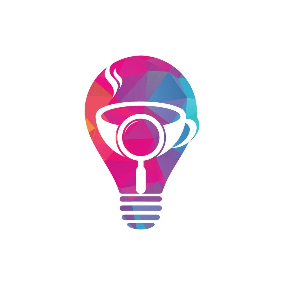 Search Coffee bulb shape concept logo template design vector. Coffee magnifying glass logo template Vector. vector