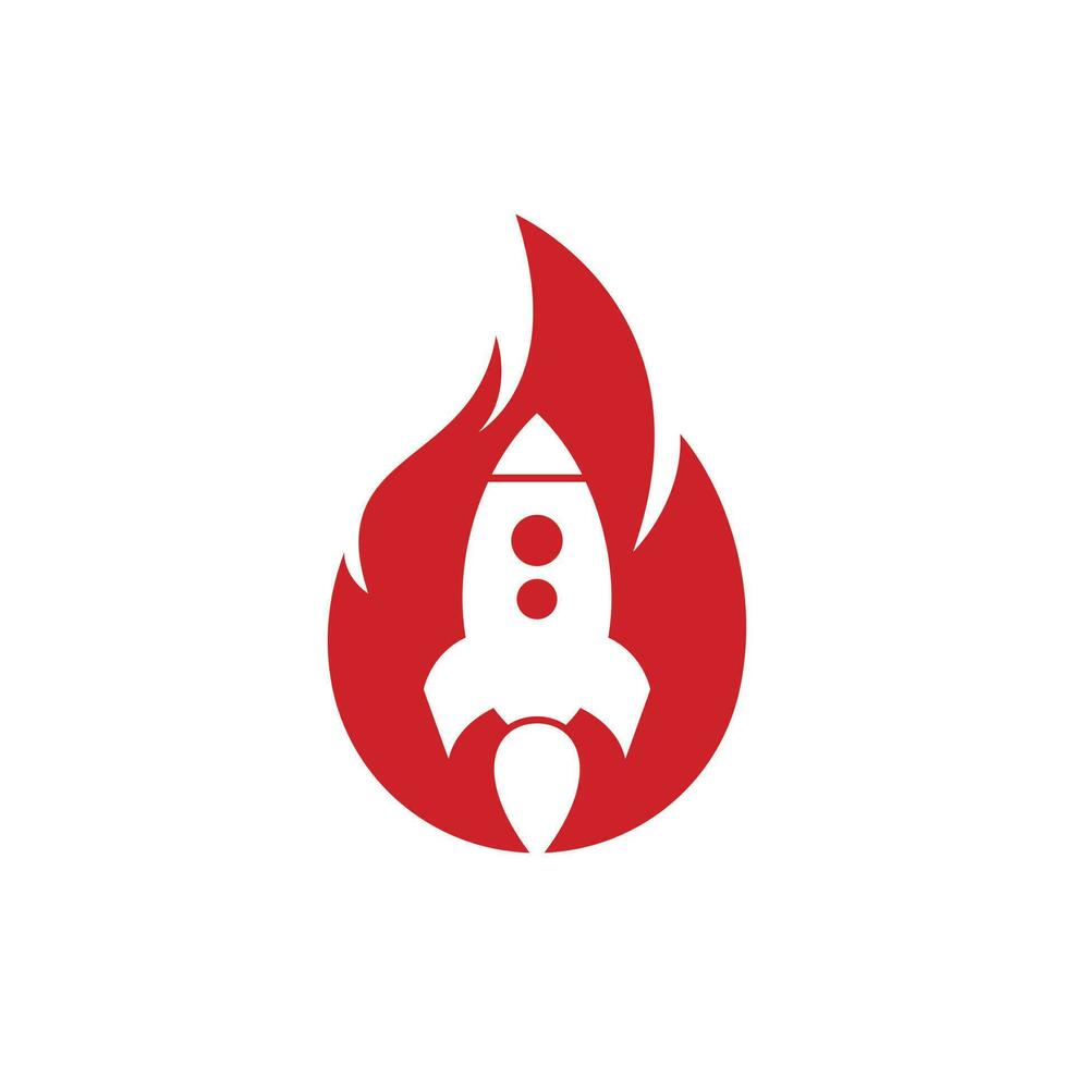 Rocket fire logo design. Fire and rocket logo combination. Flame and airplane symbol or icon. vector