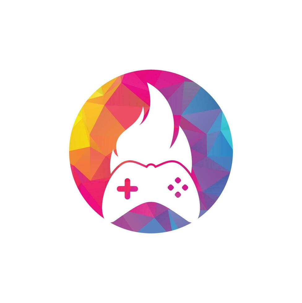 Gaming fire logo icon designs vector. game pad with a fire for gaming logo vector