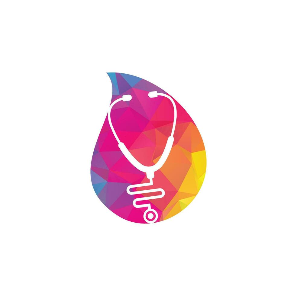 Stethoscope drop shape concept logo. medical icon. health symbol. vector