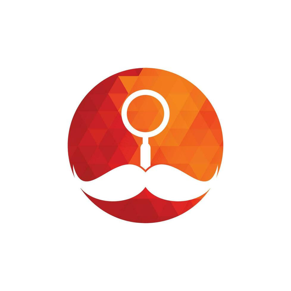 Search mustache logo design template. Moustache and loupe for a detective spy logo design. vector